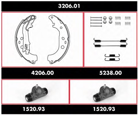 ROADHOUSE 3206.01 Brake Set, drum brakes